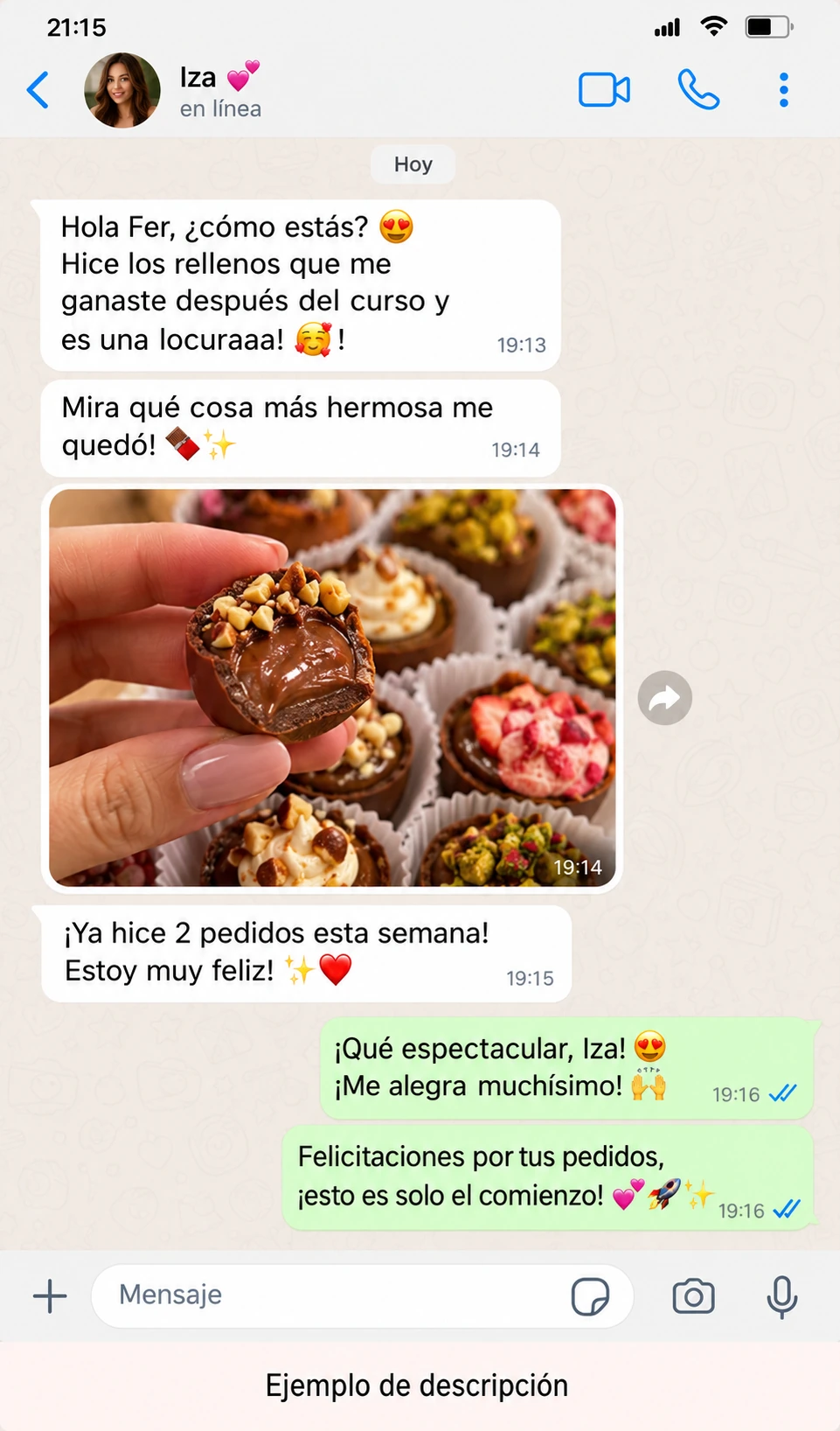 Conversación de ejemplo ilustrativo sobre rellenos gourmet